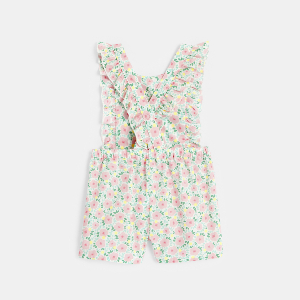 جمبسوت قصيرة بنقشة الزهور، باللون الوردي للفتيات الصغيرات